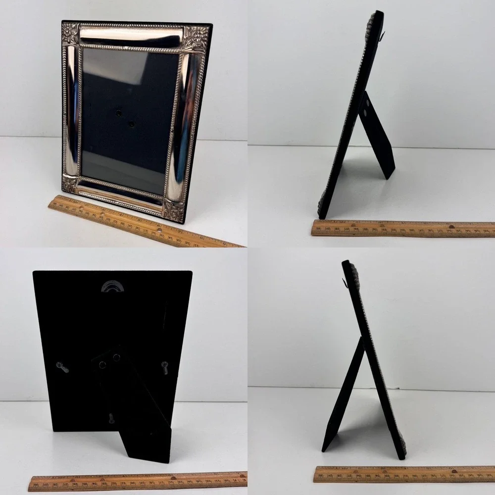 Vtg 5x7 Godinger Silver Plated Picture Frame Easel back Wall Floral Corners